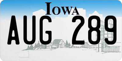 IA license plate AUG289