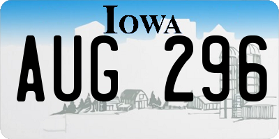 IA license plate AUG296