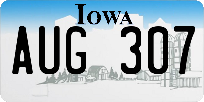 IA license plate AUG307