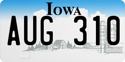IA license plate AUG310