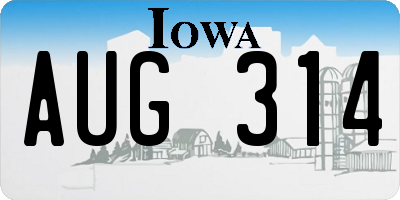 IA license plate AUG314