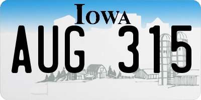 IA license plate AUG315