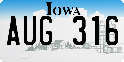 IA license plate AUG316