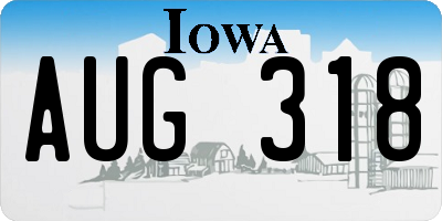 IA license plate AUG318