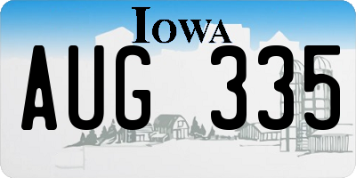 IA license plate AUG335