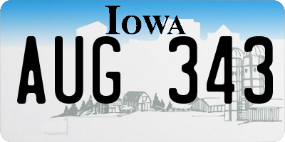 IA license plate AUG343