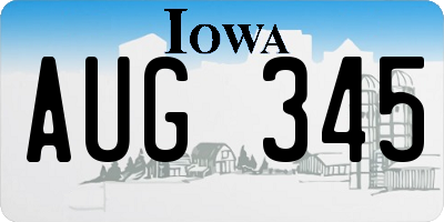 IA license plate AUG345
