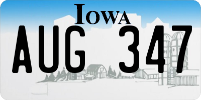 IA license plate AUG347