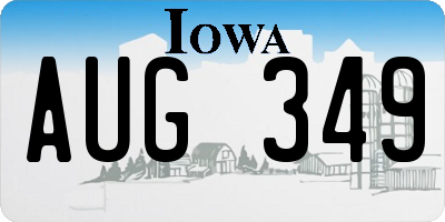 IA license plate AUG349