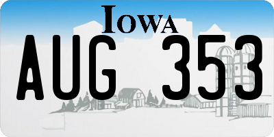 IA license plate AUG353