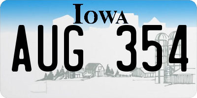 IA license plate AUG354