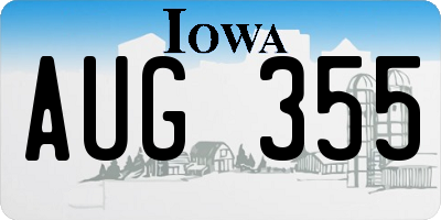 IA license plate AUG355