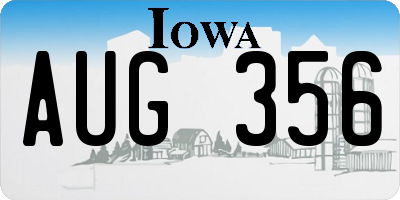 IA license plate AUG356