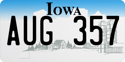 IA license plate AUG357