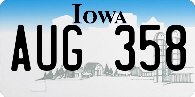 IA license plate AUG358