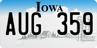 IA license plate AUG359