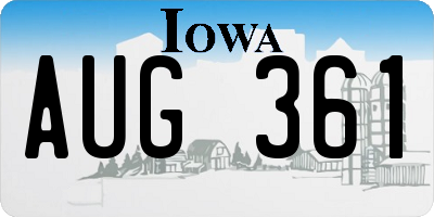 IA license plate AUG361