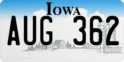 IA license plate AUG362