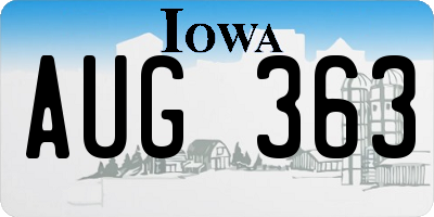 IA license plate AUG363