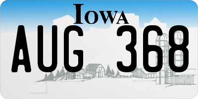IA license plate AUG368