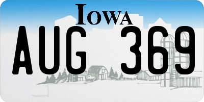 IA license plate AUG369