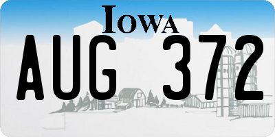 IA license plate AUG372