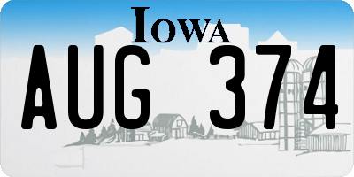 IA license plate AUG374