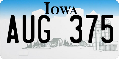 IA license plate AUG375