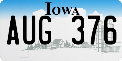 IA license plate AUG376