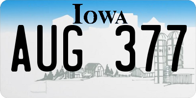 IA license plate AUG377