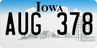 IA license plate AUG378