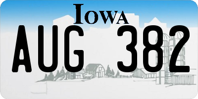 IA license plate AUG382