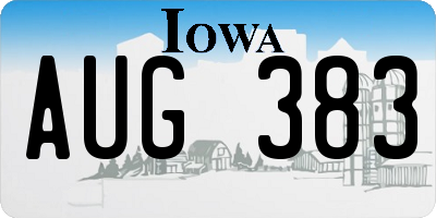 IA license plate AUG383