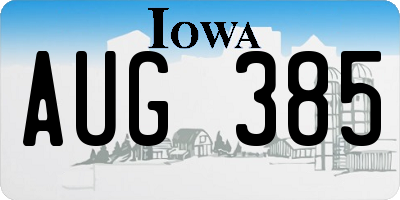 IA license plate AUG385