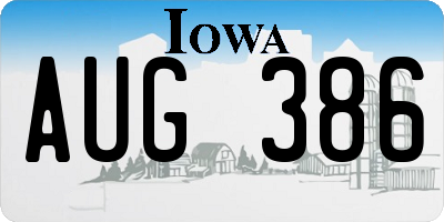 IA license plate AUG386