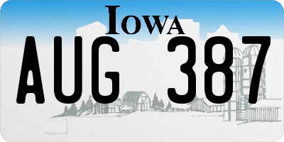 IA license plate AUG387