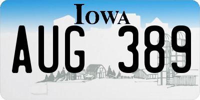 IA license plate AUG389