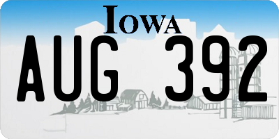 IA license plate AUG392