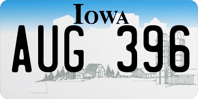 IA license plate AUG396