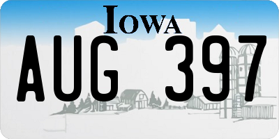 IA license plate AUG397