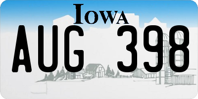 IA license plate AUG398