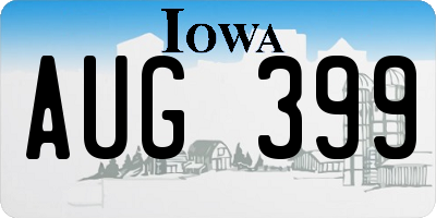 IA license plate AUG399