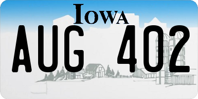 IA license plate AUG402