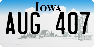 IA license plate AUG407