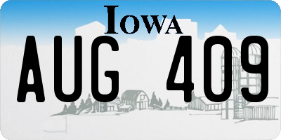 IA license plate AUG409