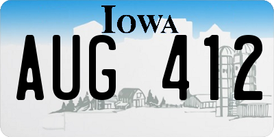 IA license plate AUG412