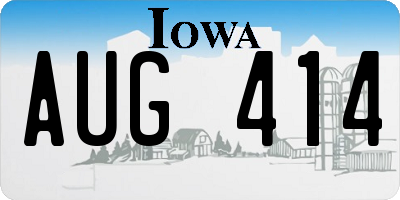 IA license plate AUG414
