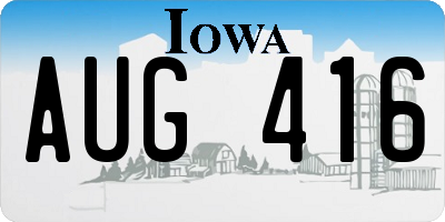 IA license plate AUG416