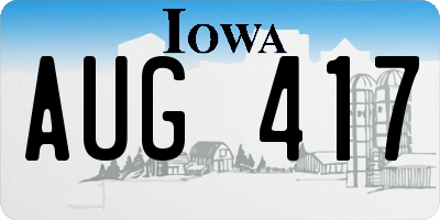 IA license plate AUG417