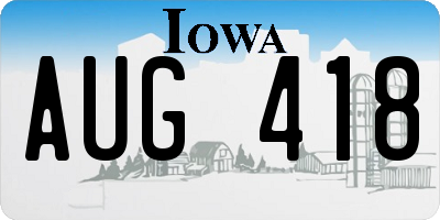 IA license plate AUG418